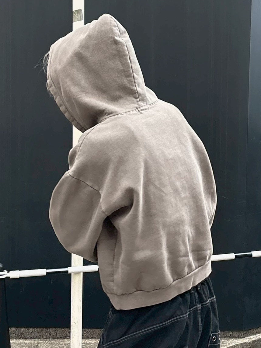 受注制【Chikashitsu +】henley neck pigment heavy hoodie (2color)