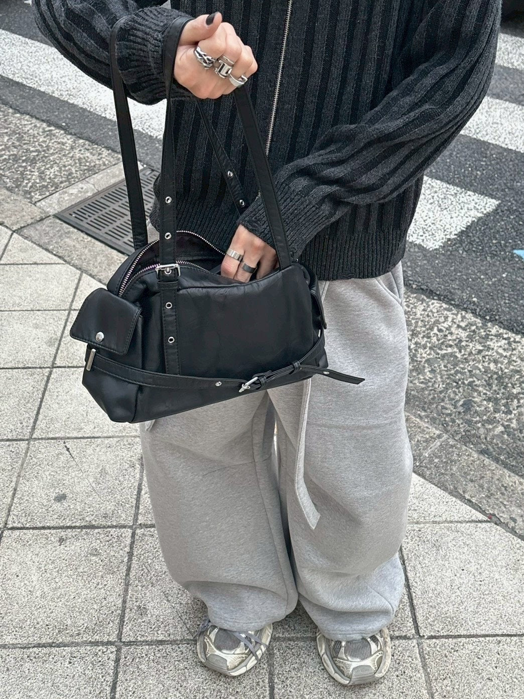 受注制【Chikashitsu +】vintage belt shoulder bag (2color)
