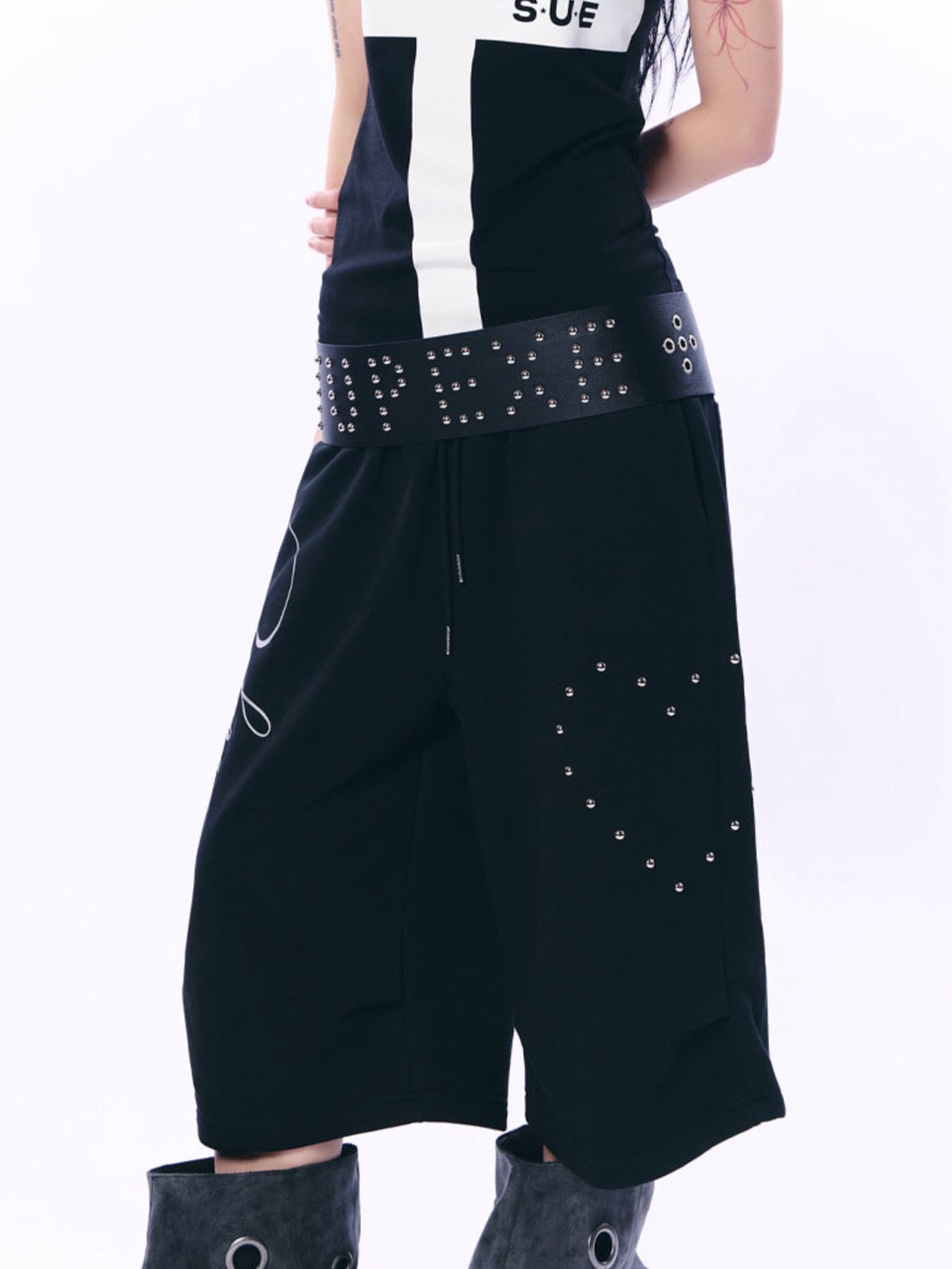 【SETUP‐EXE】LOGO STUDDED TIE BELT