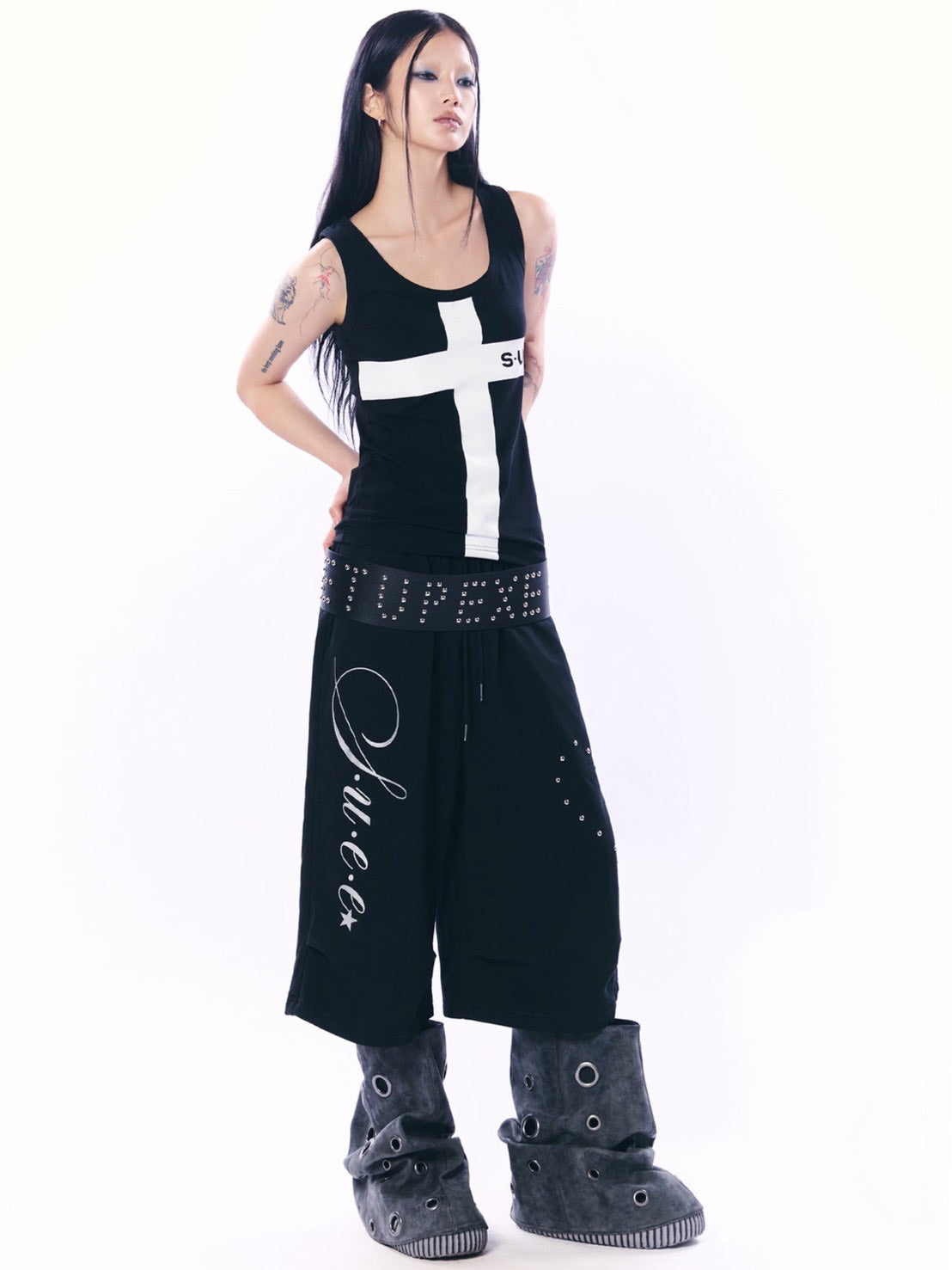 【SETUP‐EXE】LOGO STUDDED TIE BELT