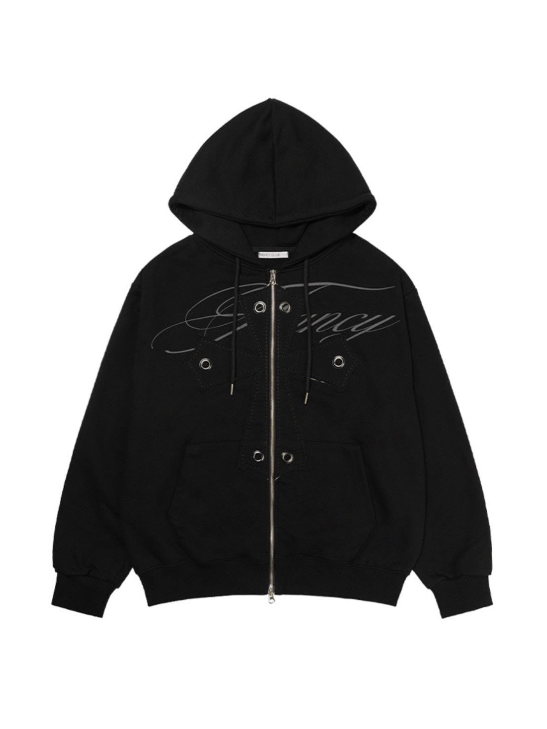 【FANCY CLUB】BIG CROSS EYELET HOODED ZIP-UP