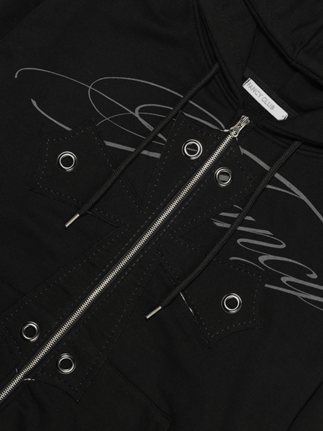 【FANCY CLUB】BIG CROSS EYELET HOODED ZIP-UP
