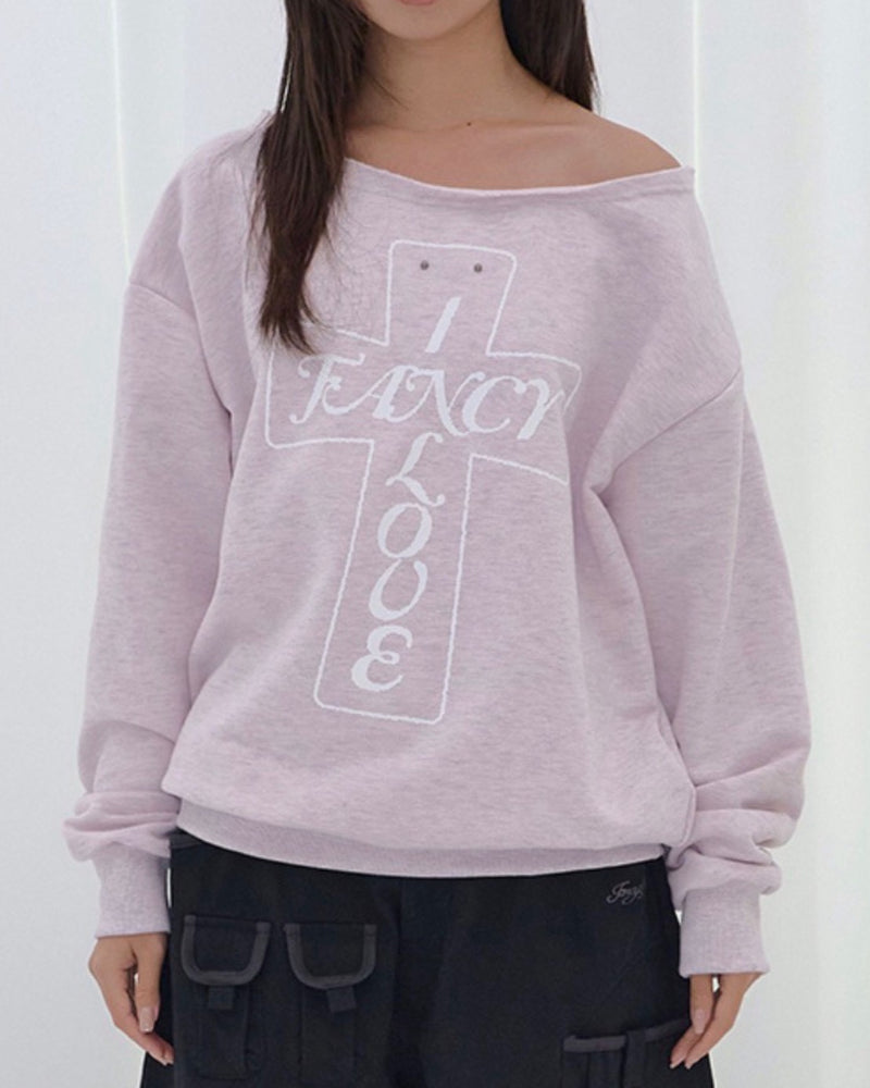 【FANCY CLUB】FROSS OFF-SHOULDER SWEATSHIRT