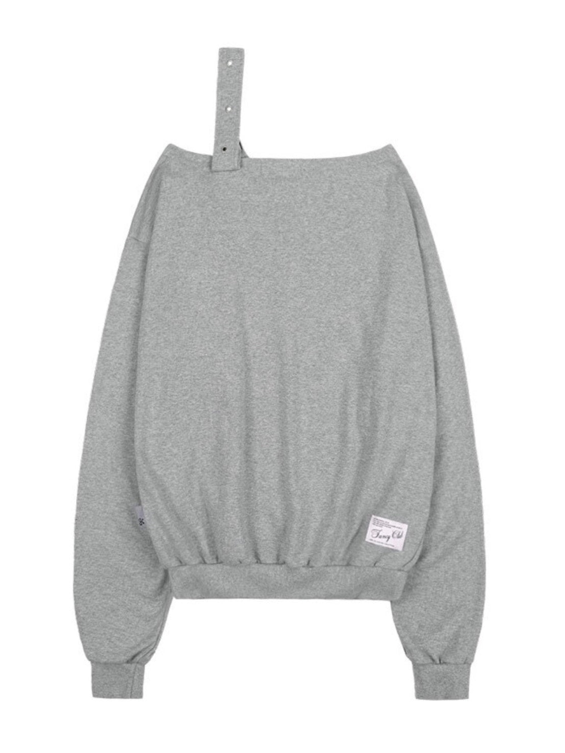【FANCY CLUB】ONE-SHOULDER BUCKLE SWEATSHIRT
