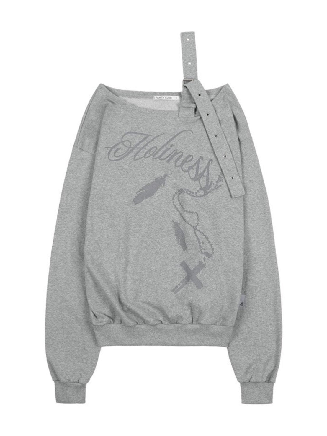 【FANCY CLUB】ONE-SHOULDER BUCKLE SWEATSHIRT