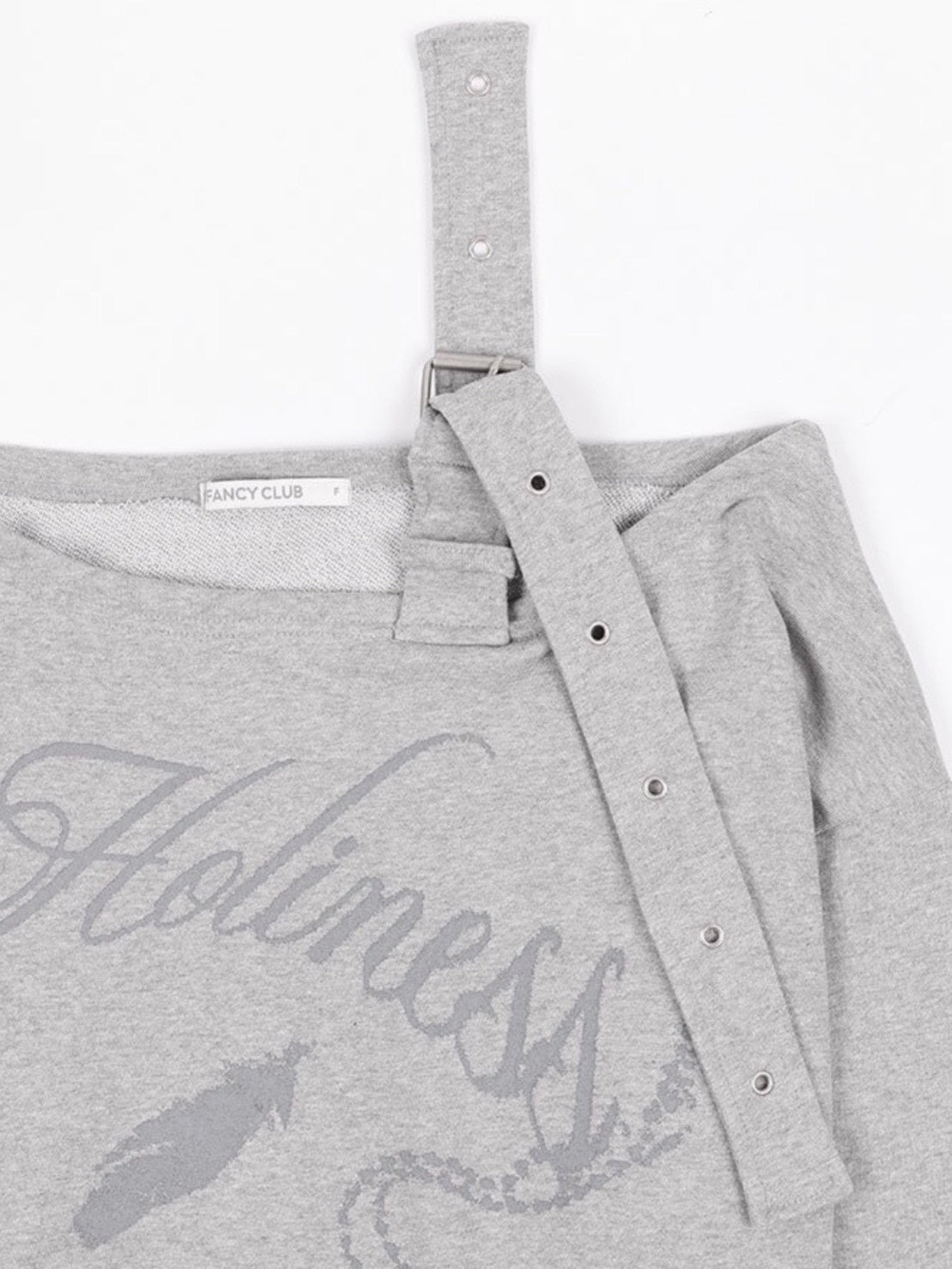 【FANCY CLUB】ONE-SHOULDER BUCKLE SWEATSHIRT