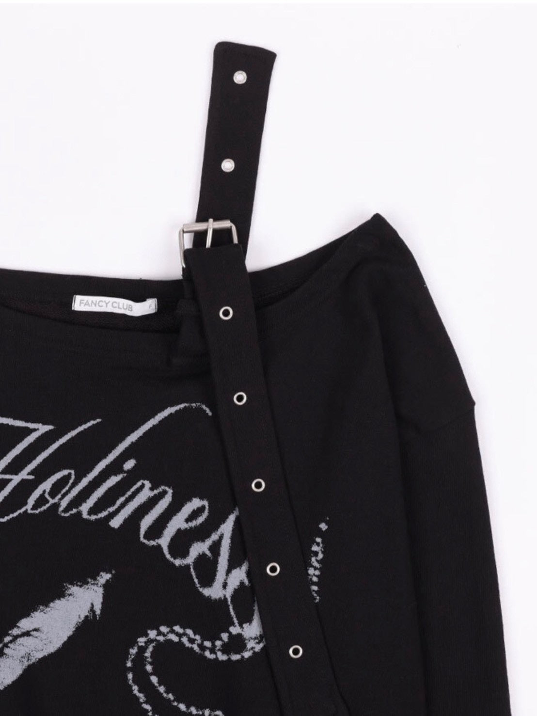 【FANCY CLUB】ONE-SHOULDER BUCKLE SWEATSHIRT