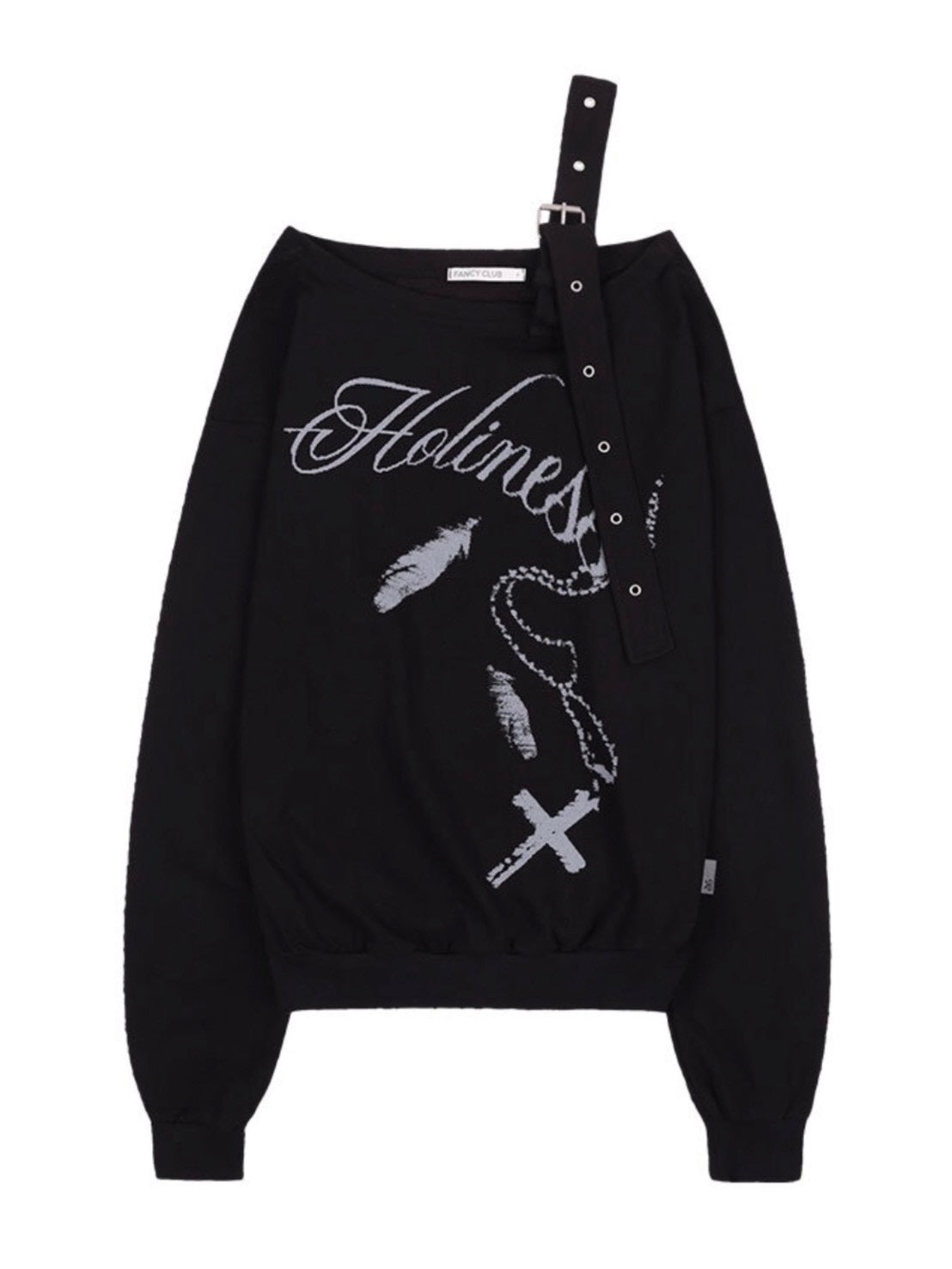 【FANCY CLUB】ONE-SHOULDER BUCKLE SWEATSHIRT