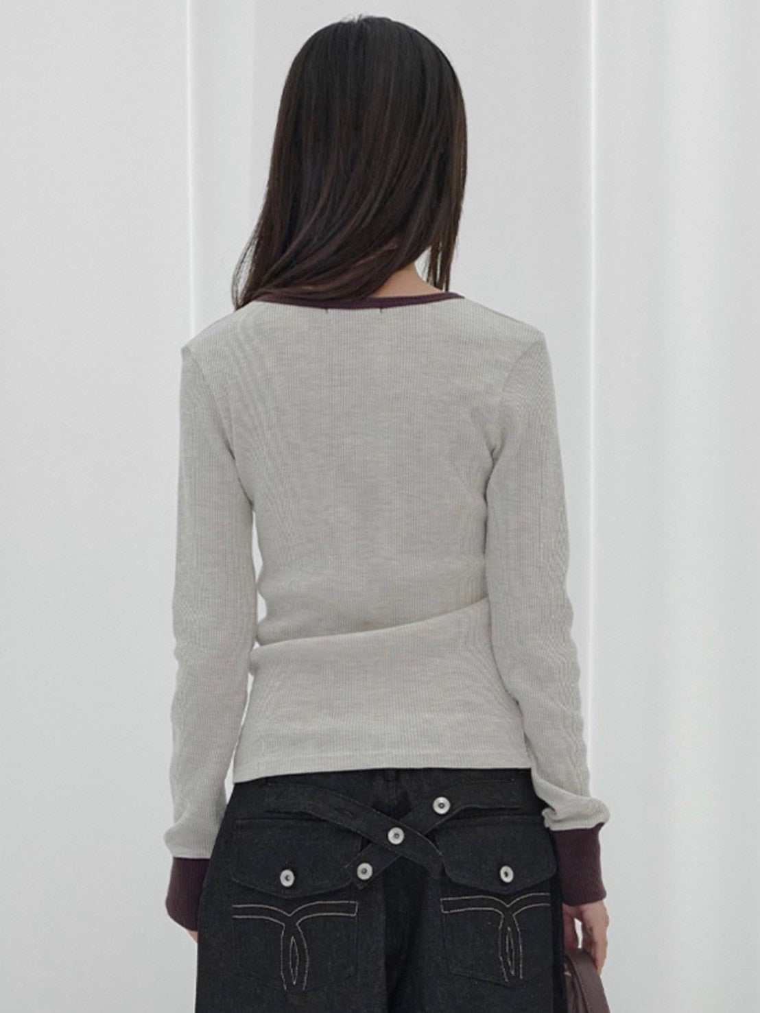 【FANCY CLUB】HENLEY NECK WAFFLE LONG SLEEVE