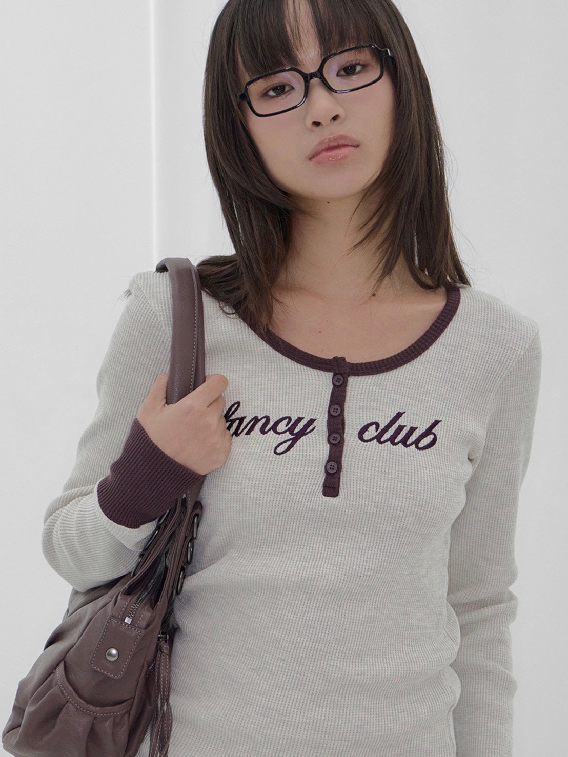 【FANCY CLUB】HENLEY NECK WAFFLE LONG SLEEVE