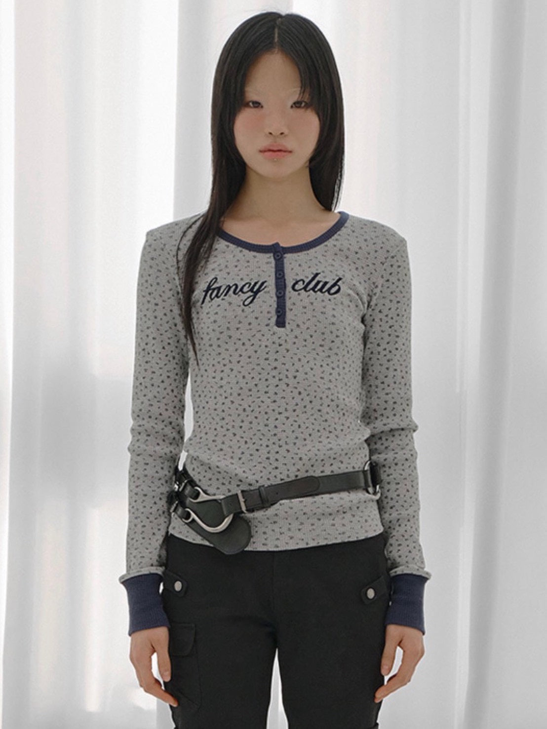 【FANCY CLUB】HENLEY NECK WAFFLE LONG SLEEVE