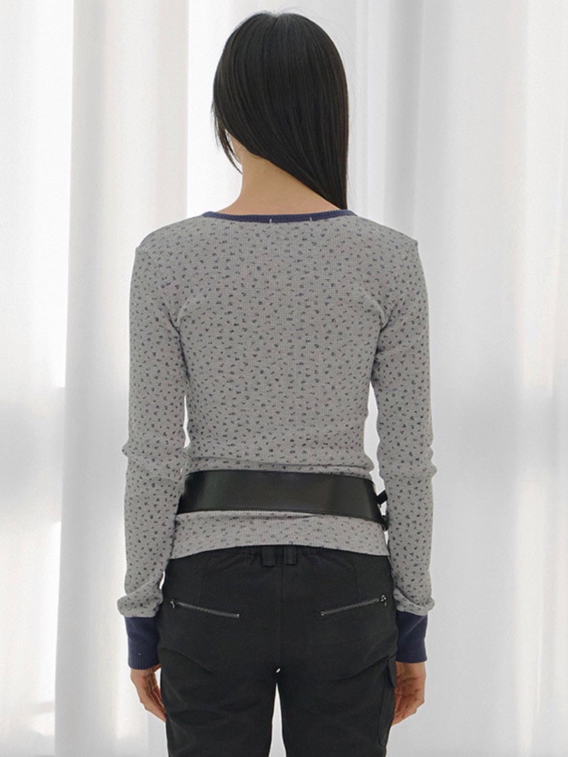 【FANCY CLUB】HENLEY NECK WAFFLE LONG SLEEVE