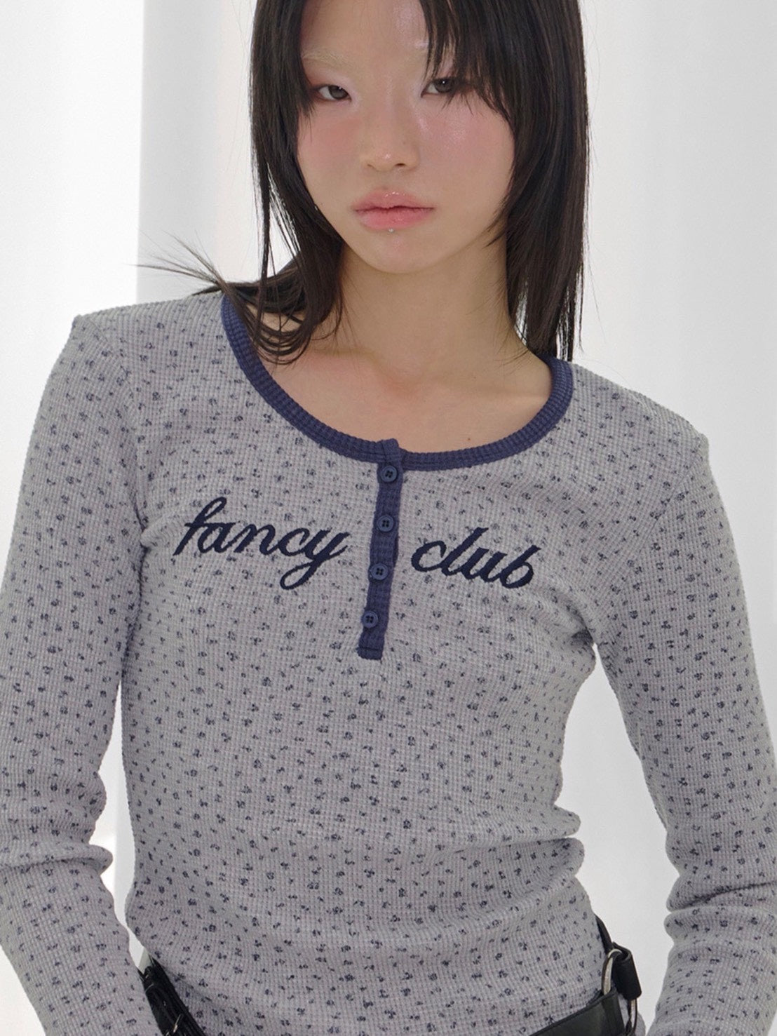 【FANCY CLUB】HENLEY NECK WAFFLE LONG SLEEVE
