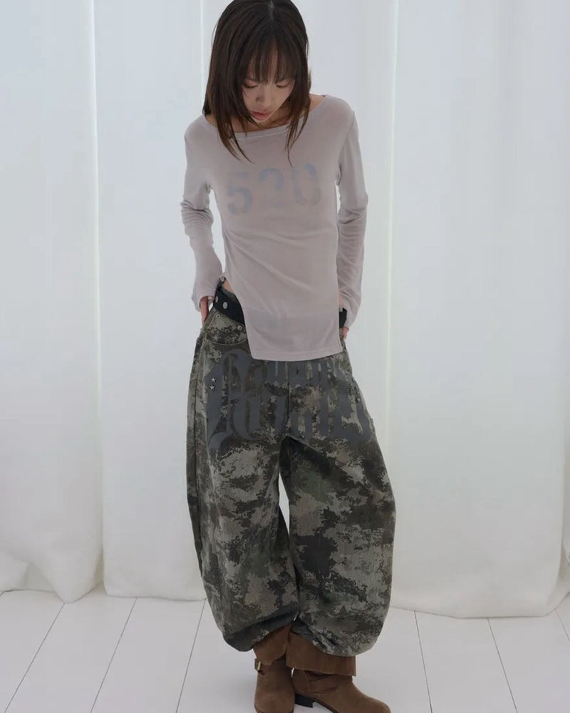 【FANCY CLUB】520 BOATNECK SHEER LONG SLEEVE