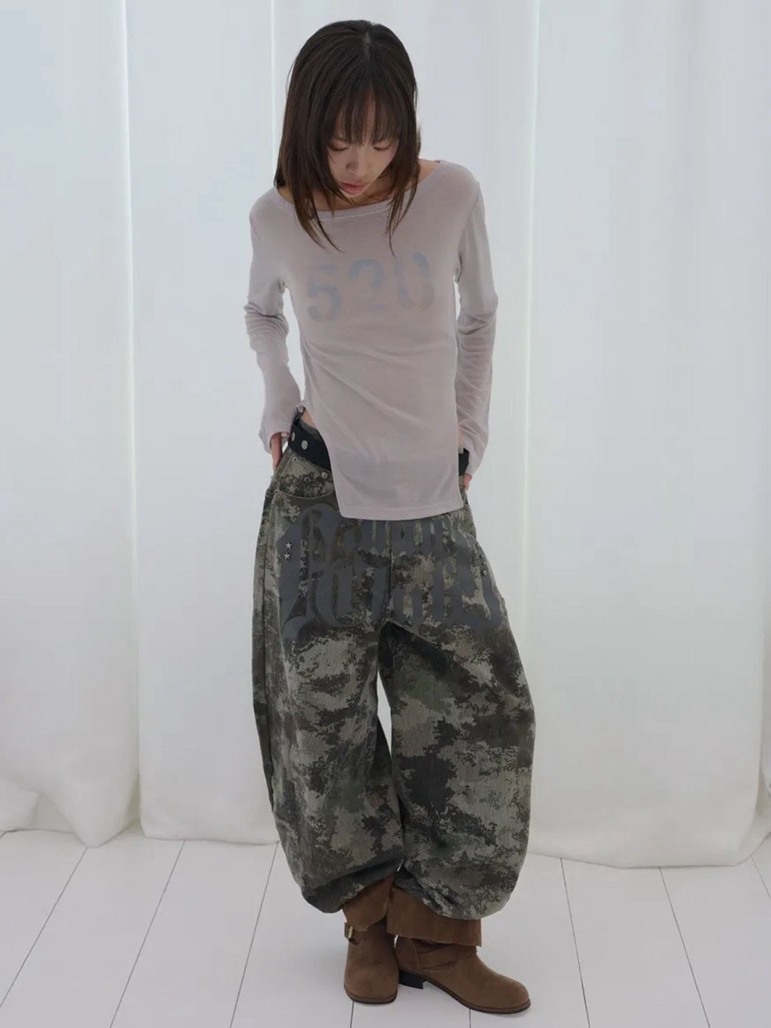 【FANCY CLUB】520 BOATNECK SHEER LONG SLEEVE