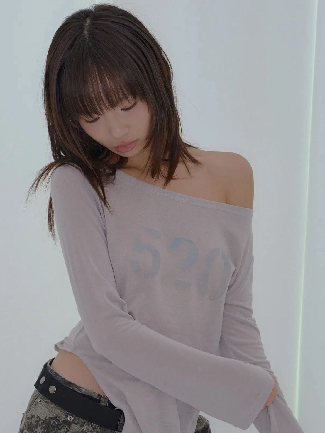【FANCY CLUB】520 BOATNECK SHEER LONG SLEEVE