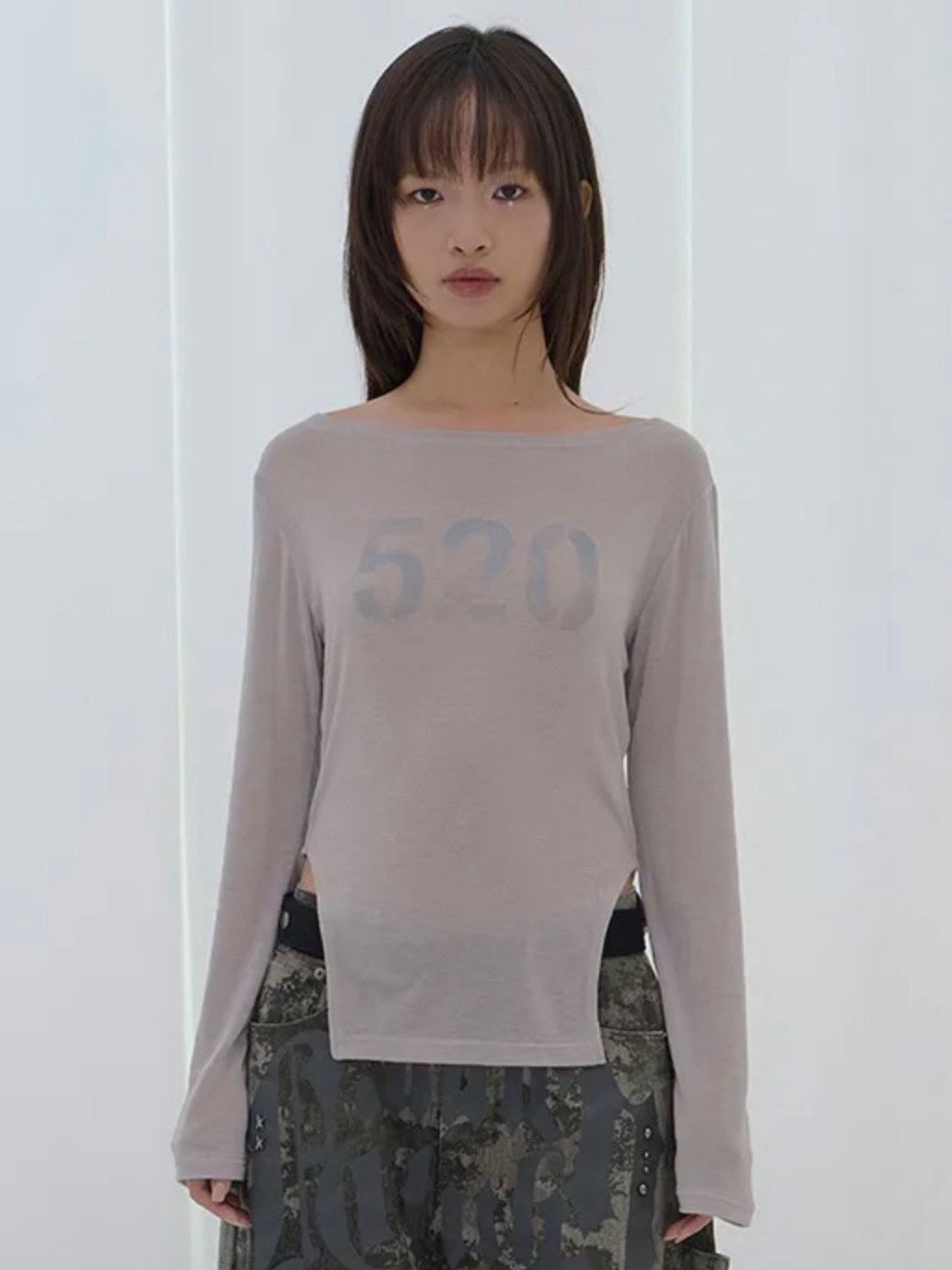 【FANCY CLUB】520 BOATNECK SHEER LONG SLEEVE