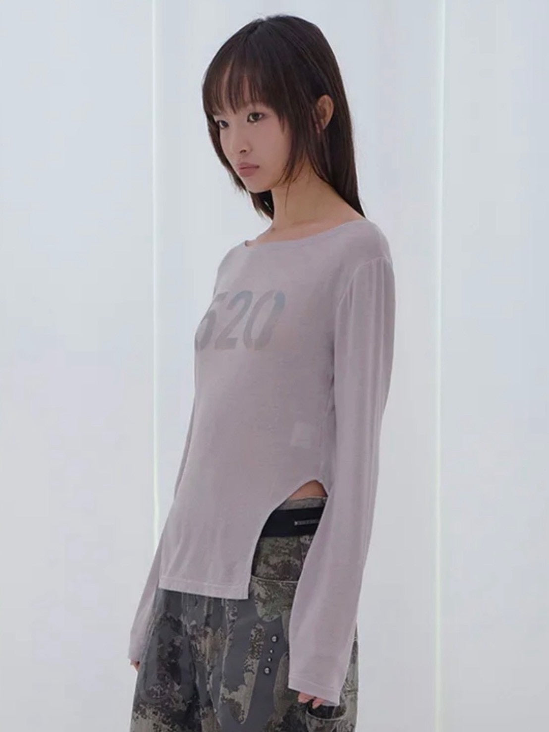 【FANCY CLUB】520 BOATNECK SHEER LONG SLEEVE