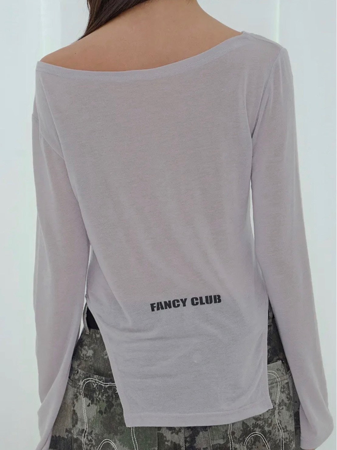 【FANCY CLUB】520 BOATNECK SHEER LONG SLEEVE