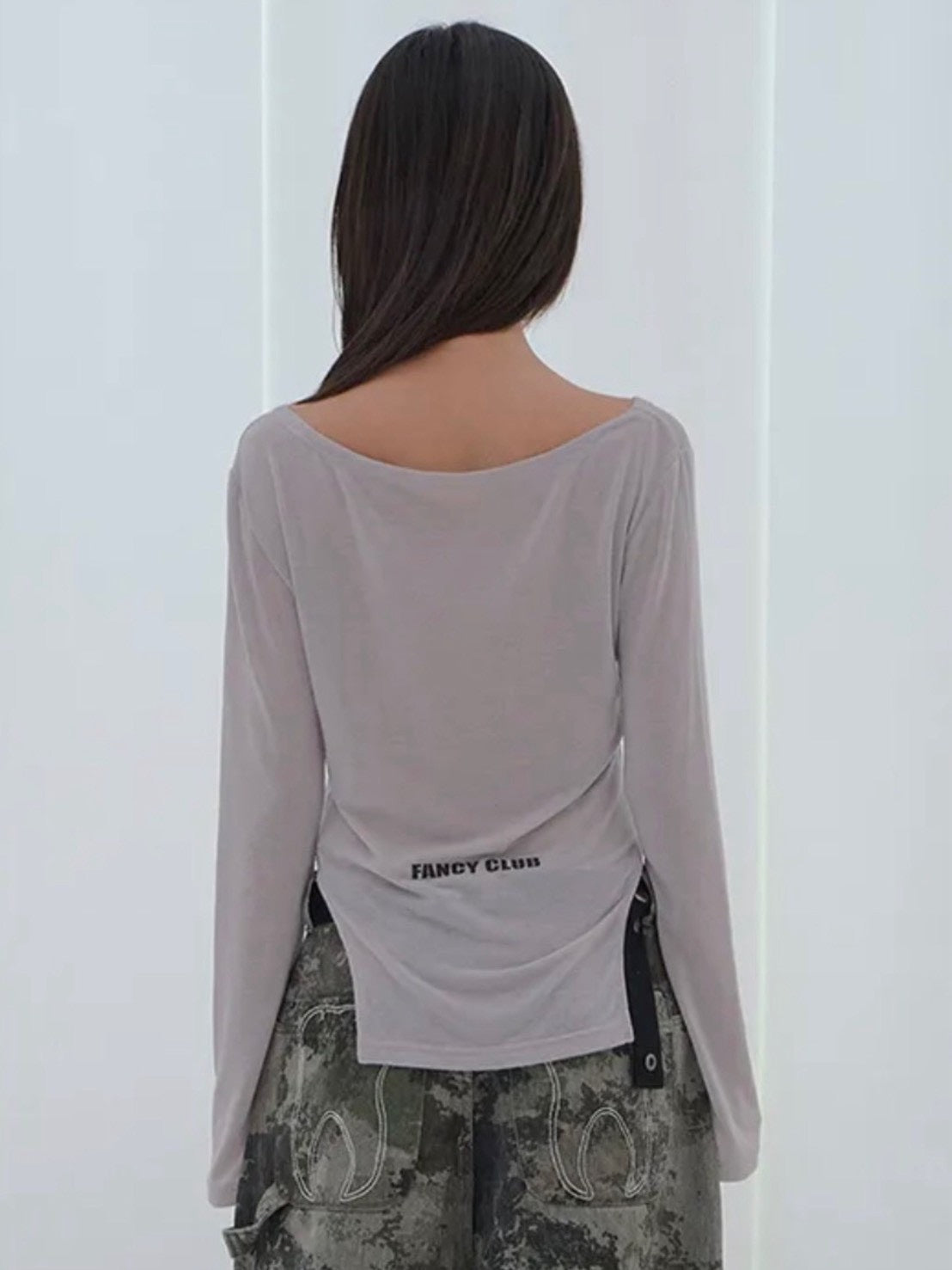 【FANCY CLUB】520 BOATNECK SHEER LONG SLEEVE