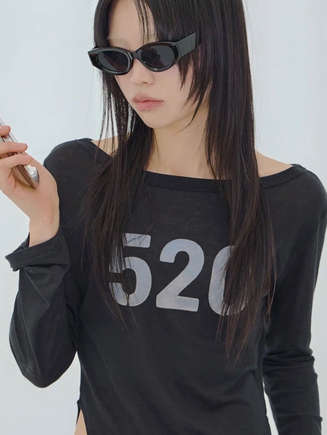 【FANCY CLUB】520 BOATNECK SHEER LONG SLEEVE