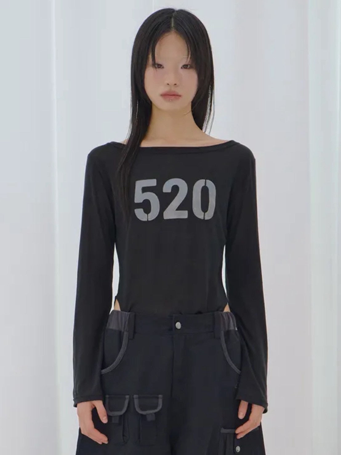 【FANCY CLUB】520 BOATNECK SHEER LONG SLEEVE