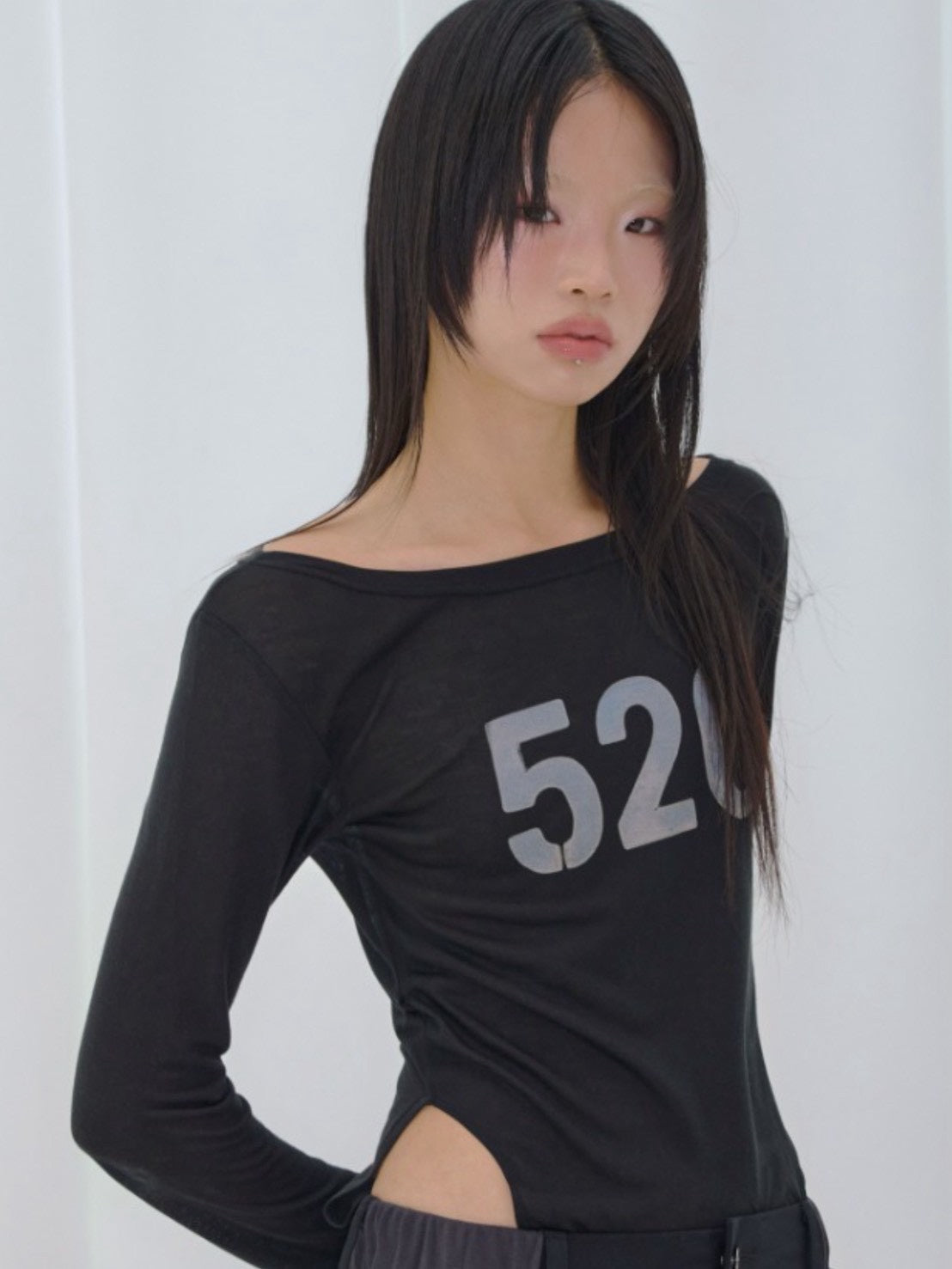 【FANCY CLUB】520 BOATNECK SHEER LONG SLEEVE