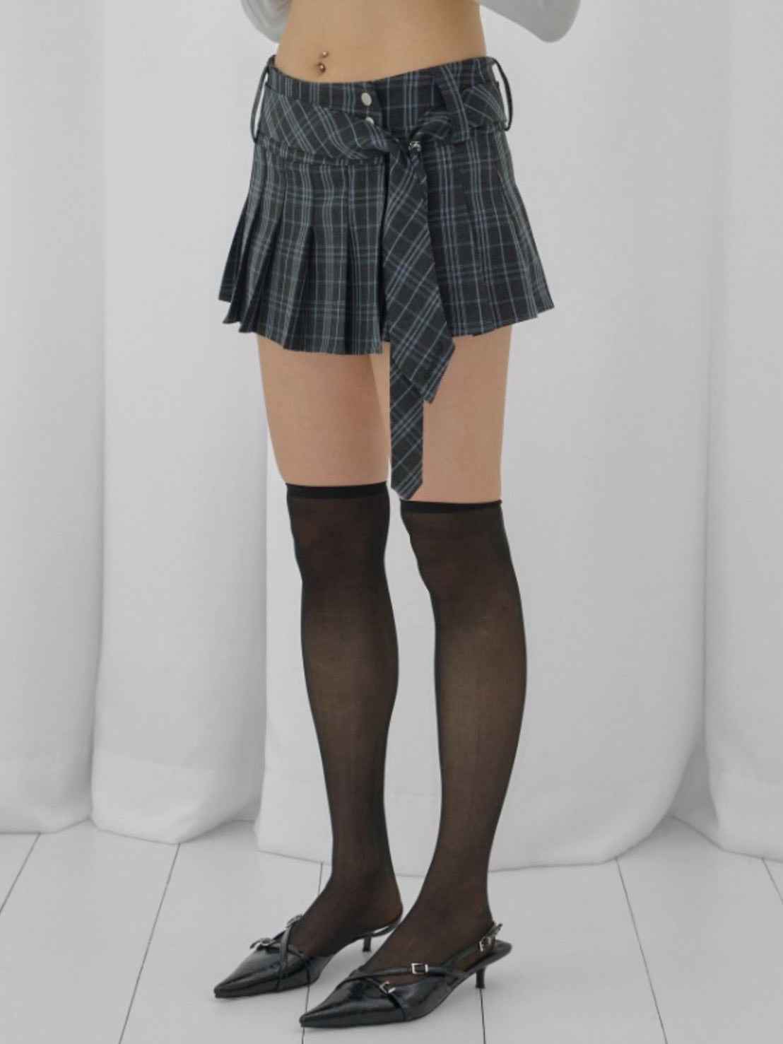 【FANCY CLUB】CHECK PLEATS WRAP SKIRT