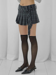 【FANCY CLUB】CHECK PLEATS WRAP SKIRT