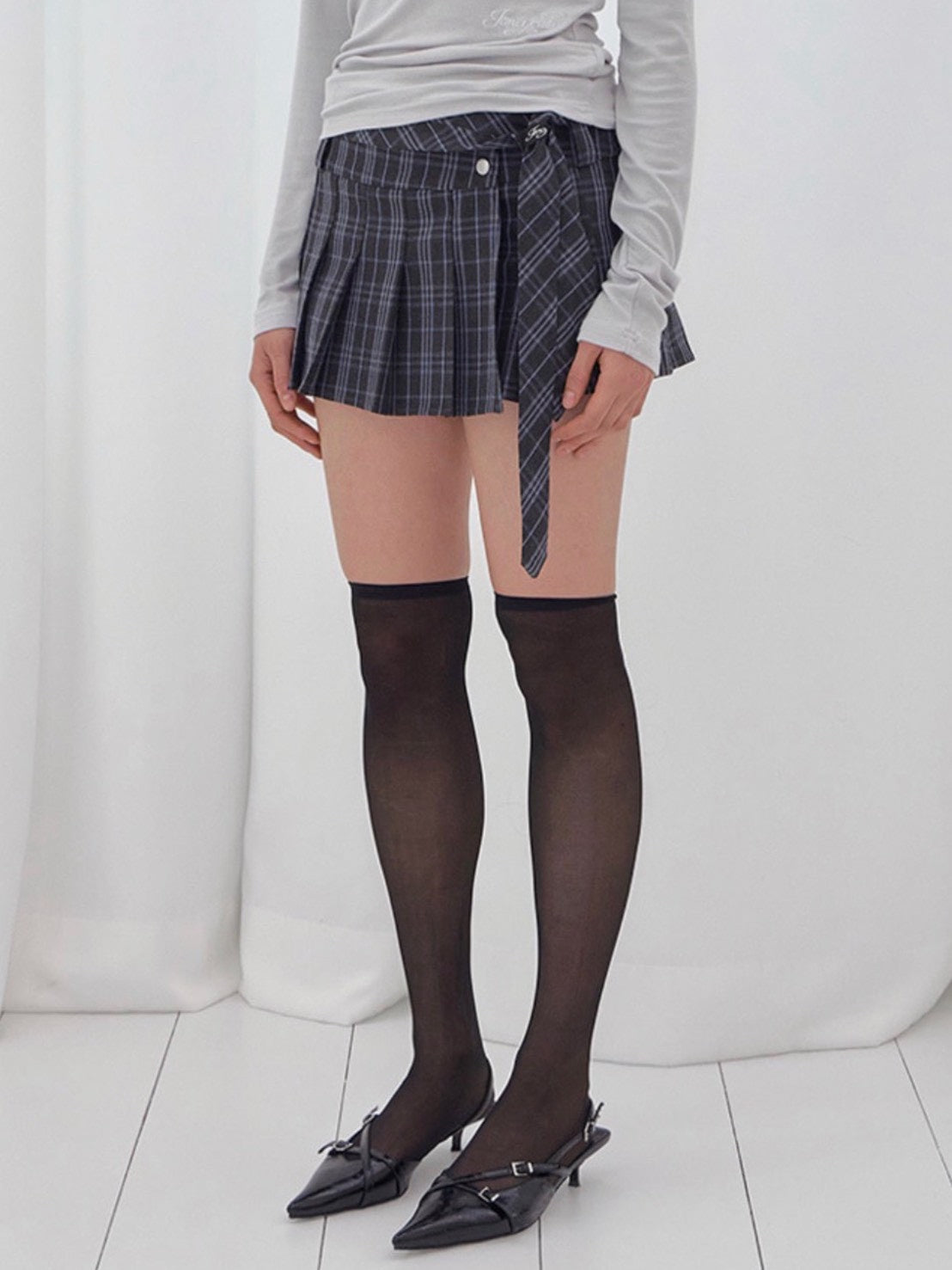 【FANCY CLUB】CHECK PLEATS WRAP SKIRT