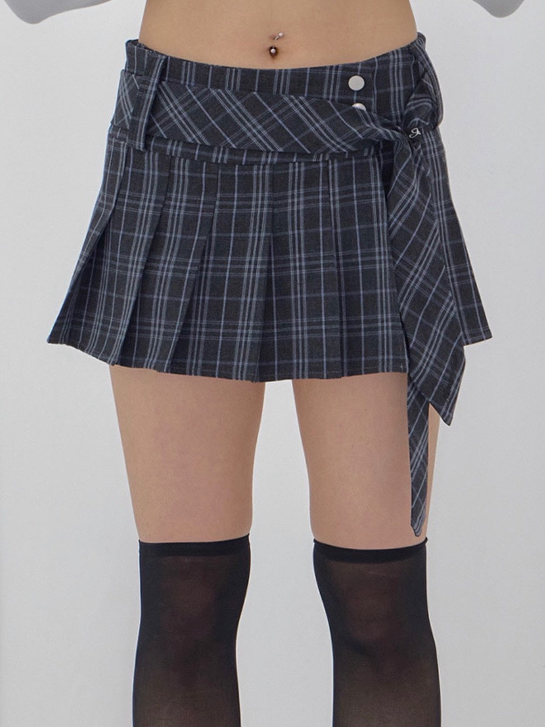 【FANCY CLUB】CHECK PLEATS WRAP SKIRT