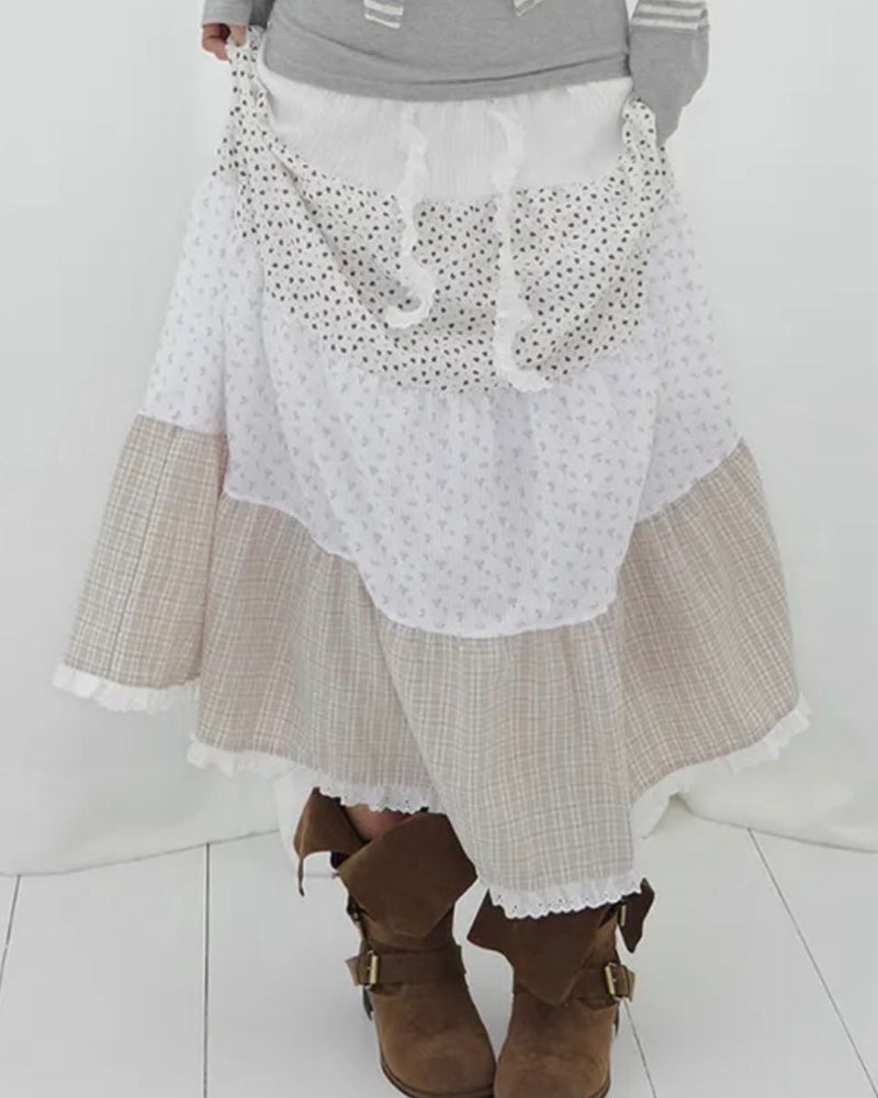 【FANCY CLUB】FLORAL LACE CANCAN LONG SKIRT