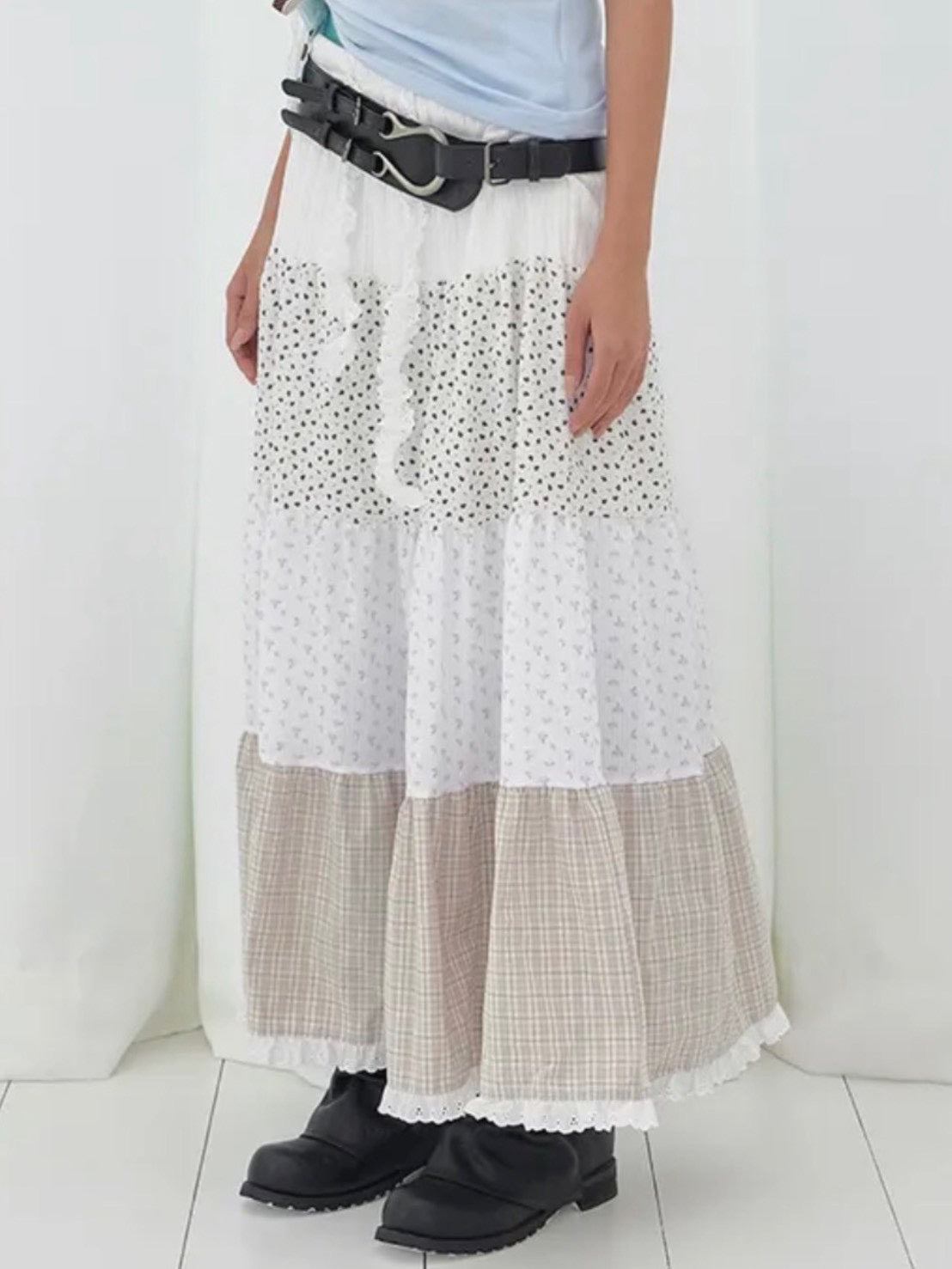 【FANCY CLUB】FLORAL LACE CANCAN LONG SKIRT