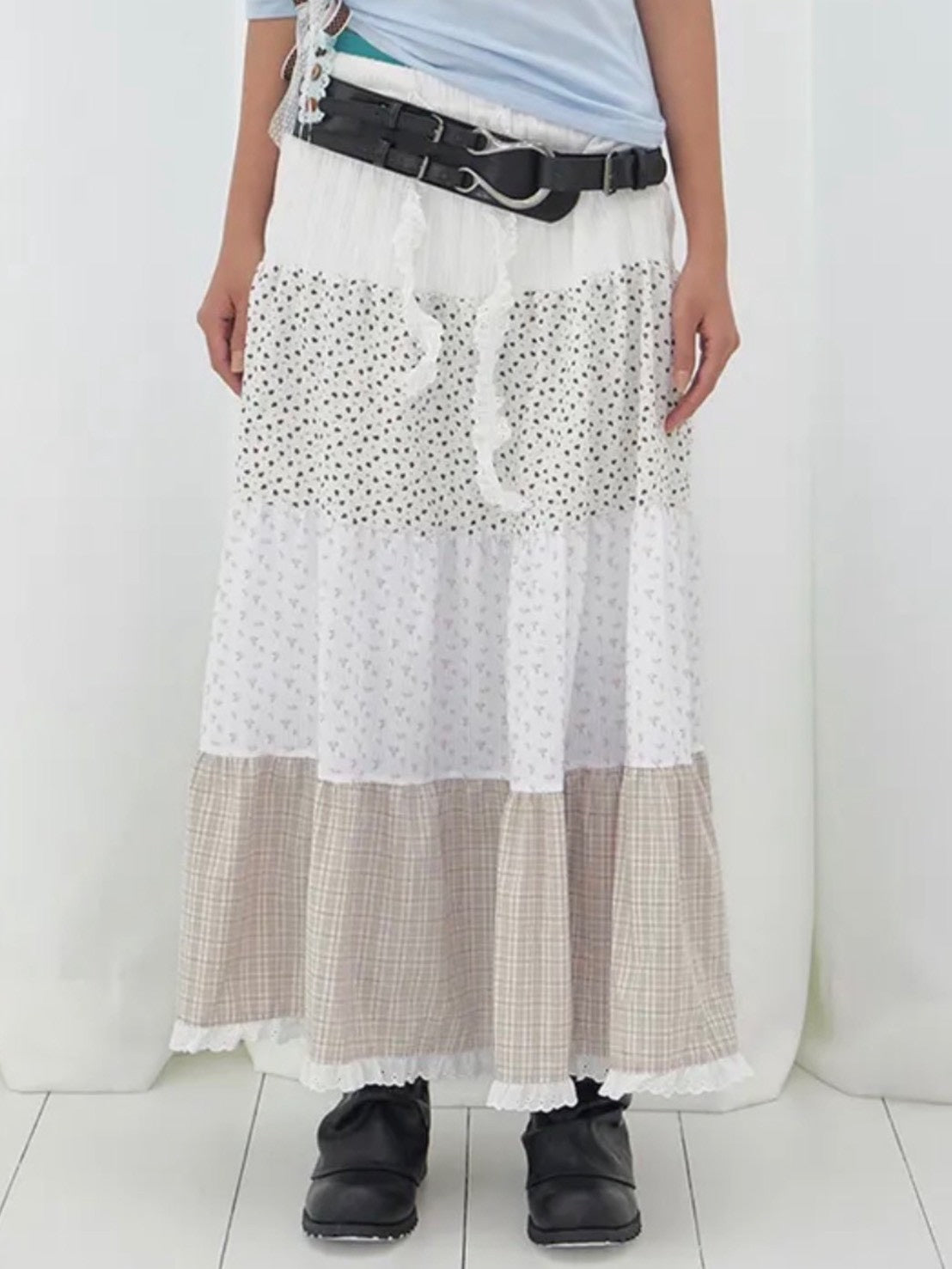【FANCY CLUB】FLORAL LACE CANCAN LONG SKIRT