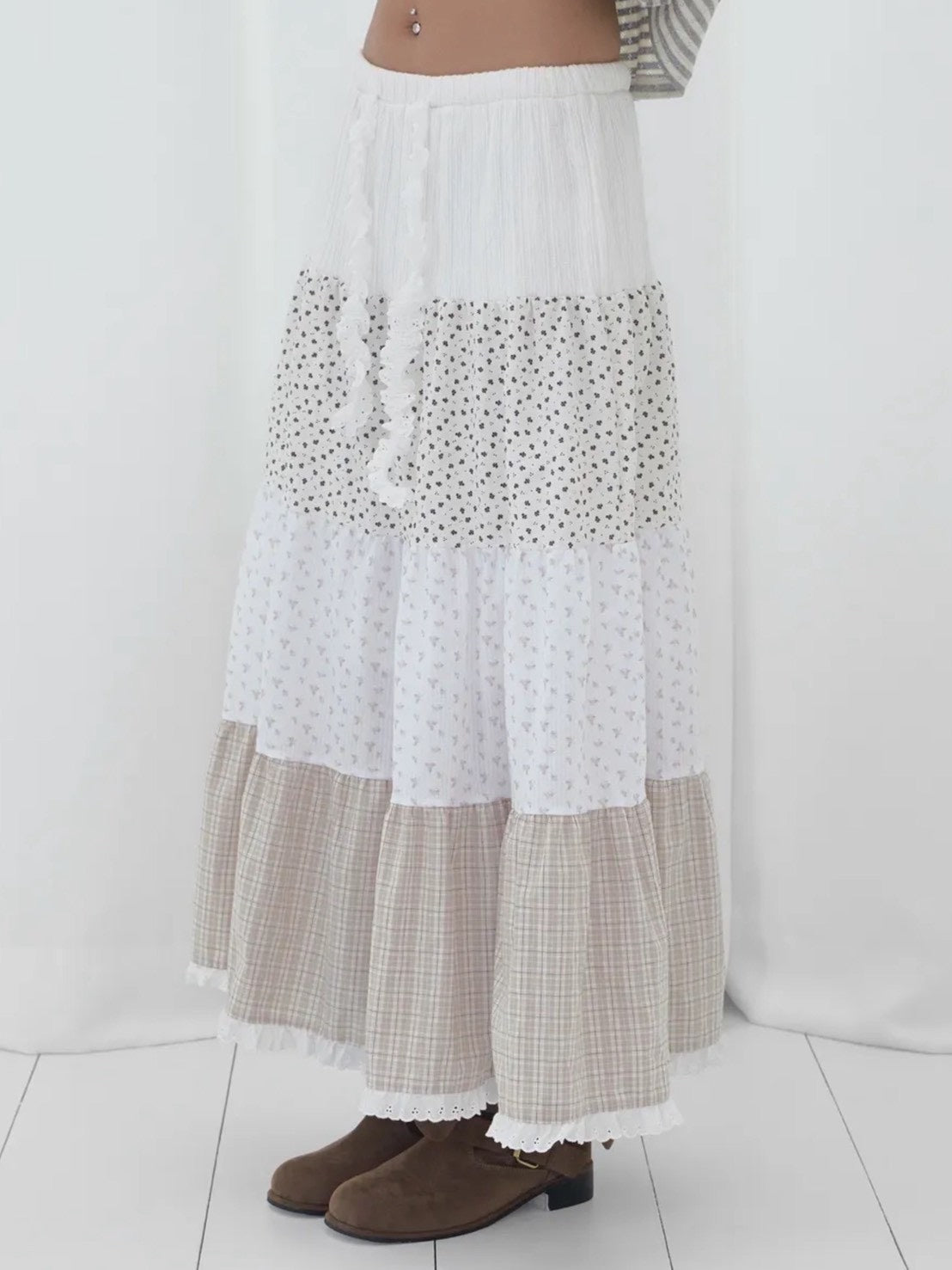 【FANCY CLUB】FLORAL LACE CANCAN LONG SKIRT