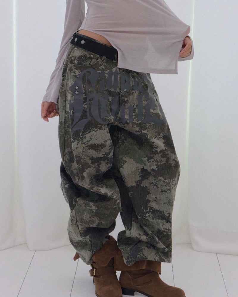 【FANCY CLUB】TOOTH JAM WIDE DENIM PANTS