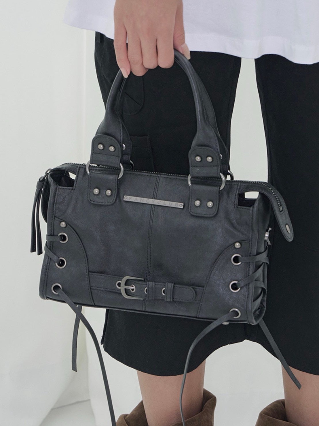 【FANCY CLUB】BELTED WASHING COATING MINI BAG