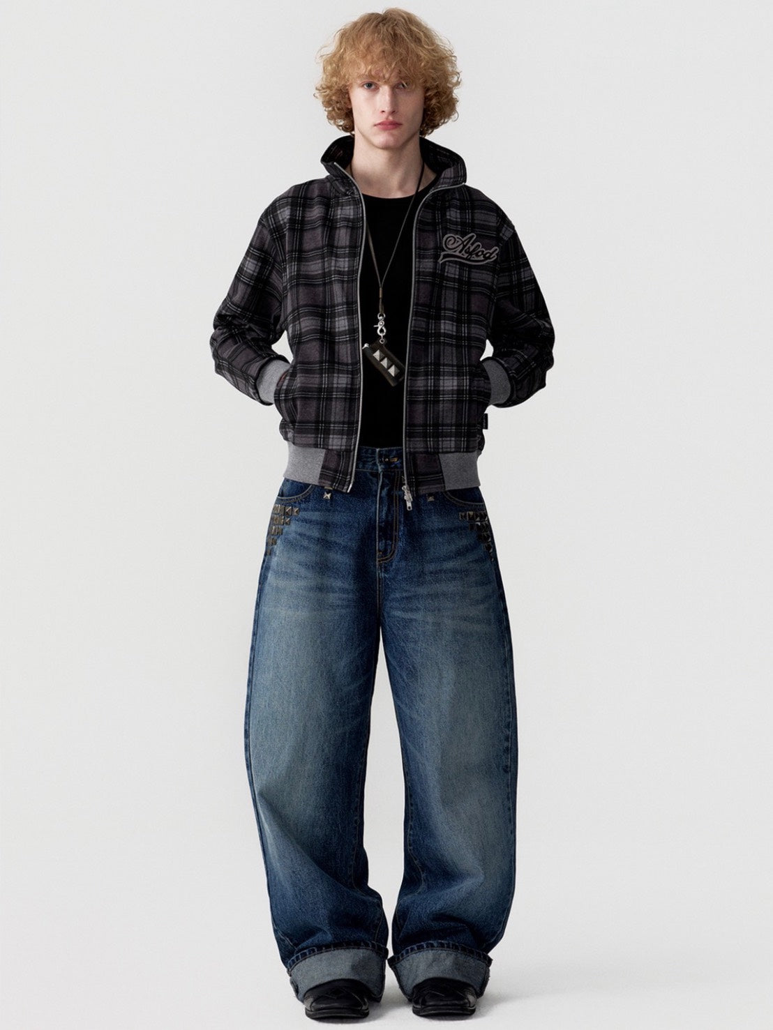 【ESC STUDIO】ASFOD check zip-up jacket