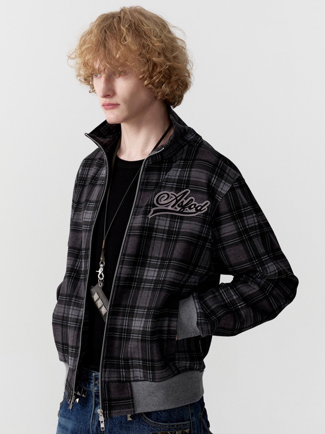 【ESC STUDIO】ASFOD check zip-up jacket