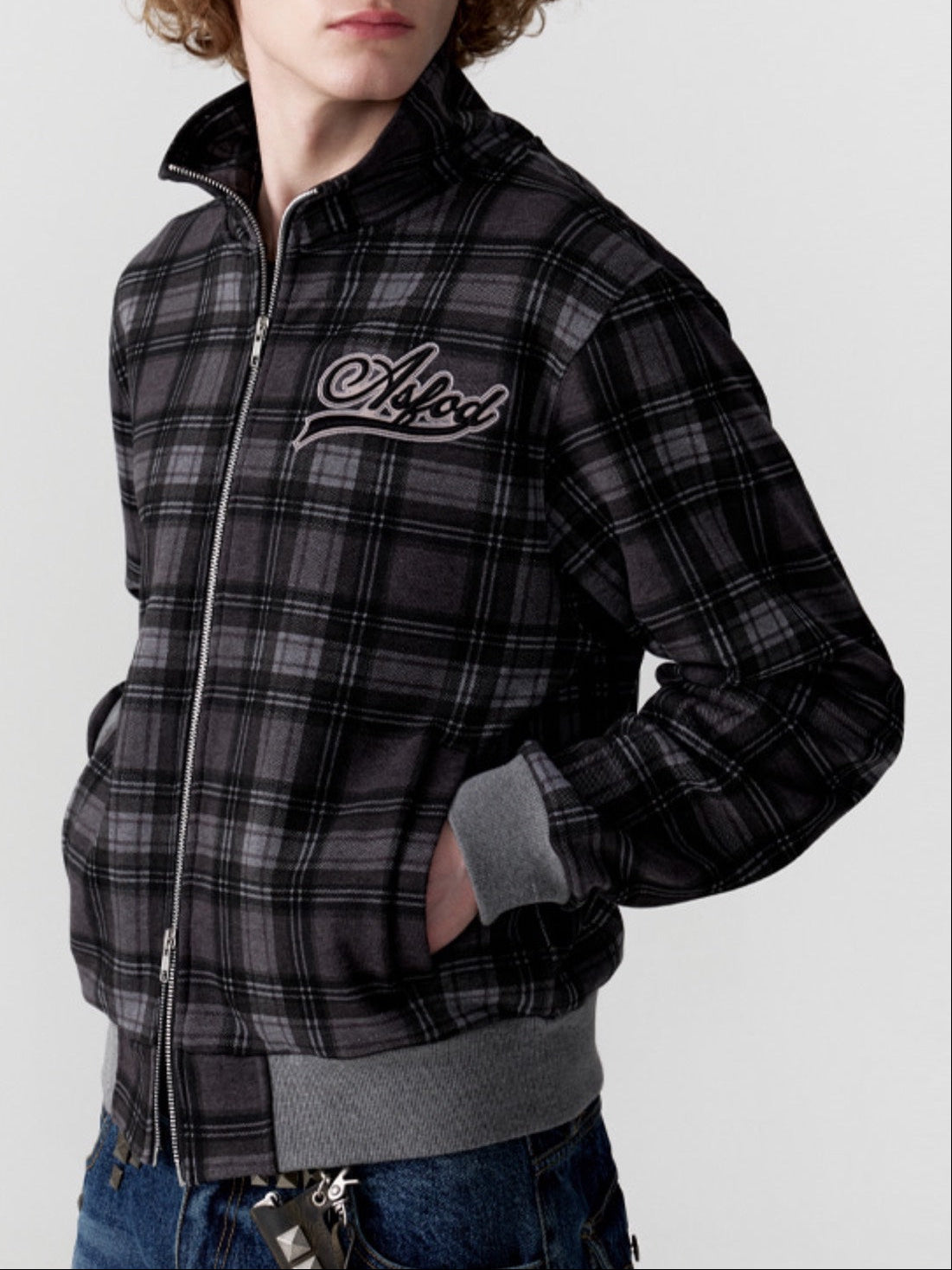 【ESC STUDIO】ASFOD check zip-up jacket