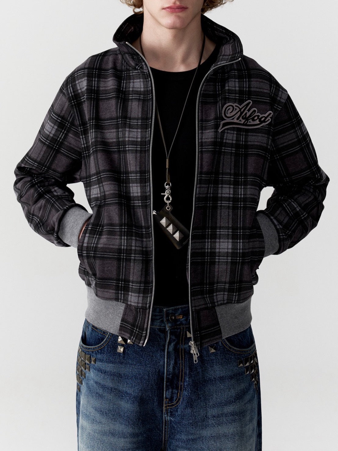 【ESC STUDIO】ASFOD check zip-up jacket