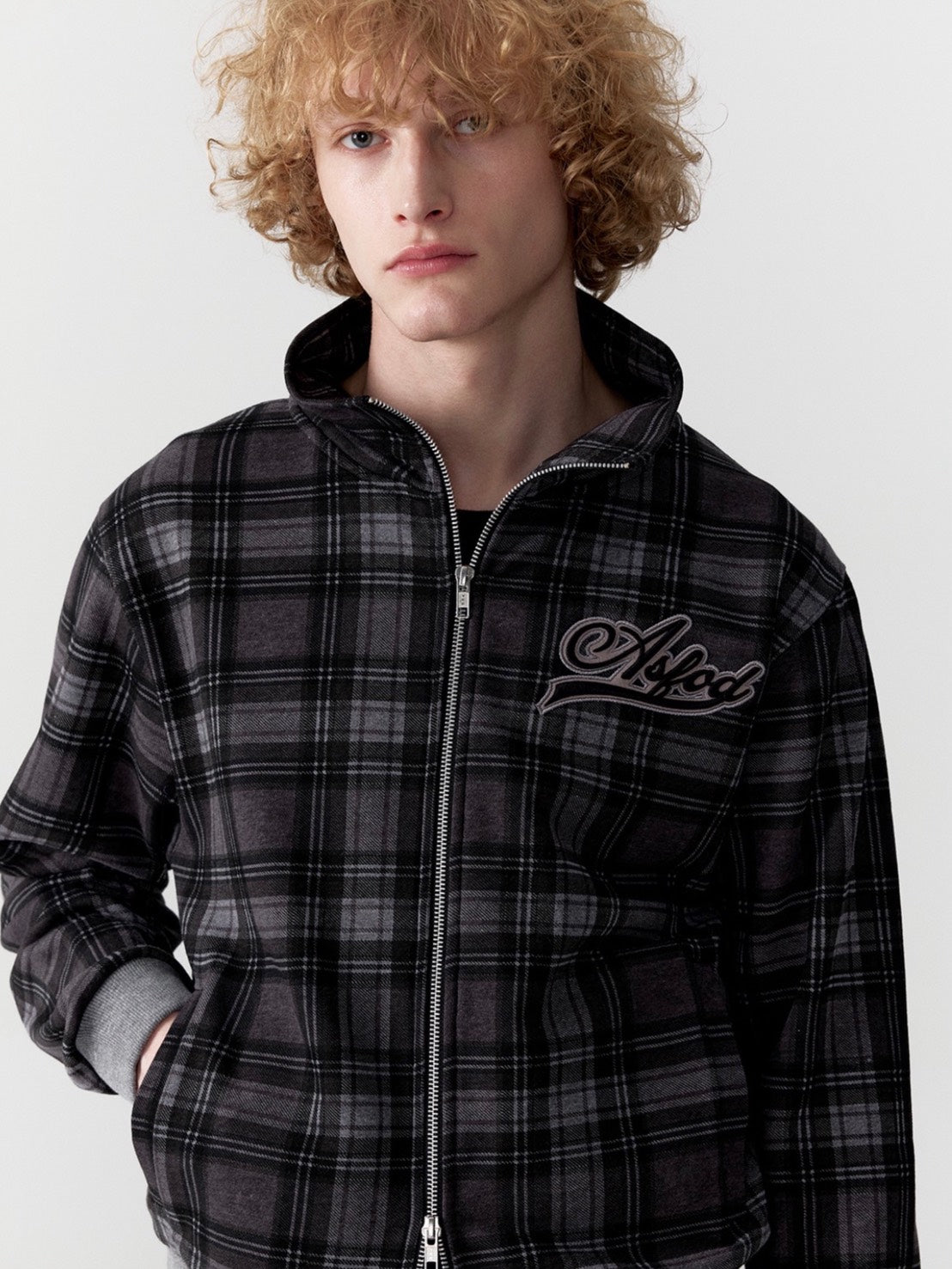 【ESC STUDIO】ASFOD check zip-up jacket