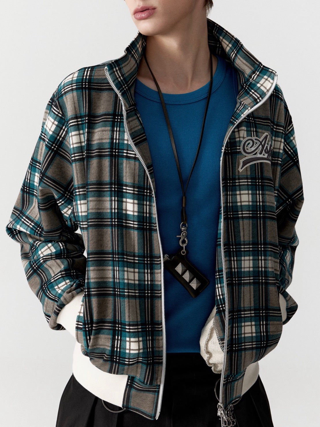 【ESC STUDIO】ASFOD check zip-up jacket