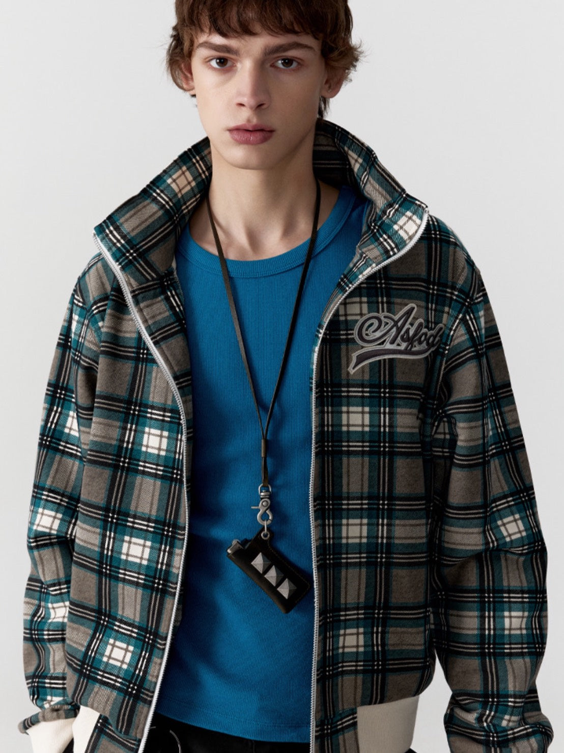 【ESC STUDIO】ASFOD check zip-up jacket