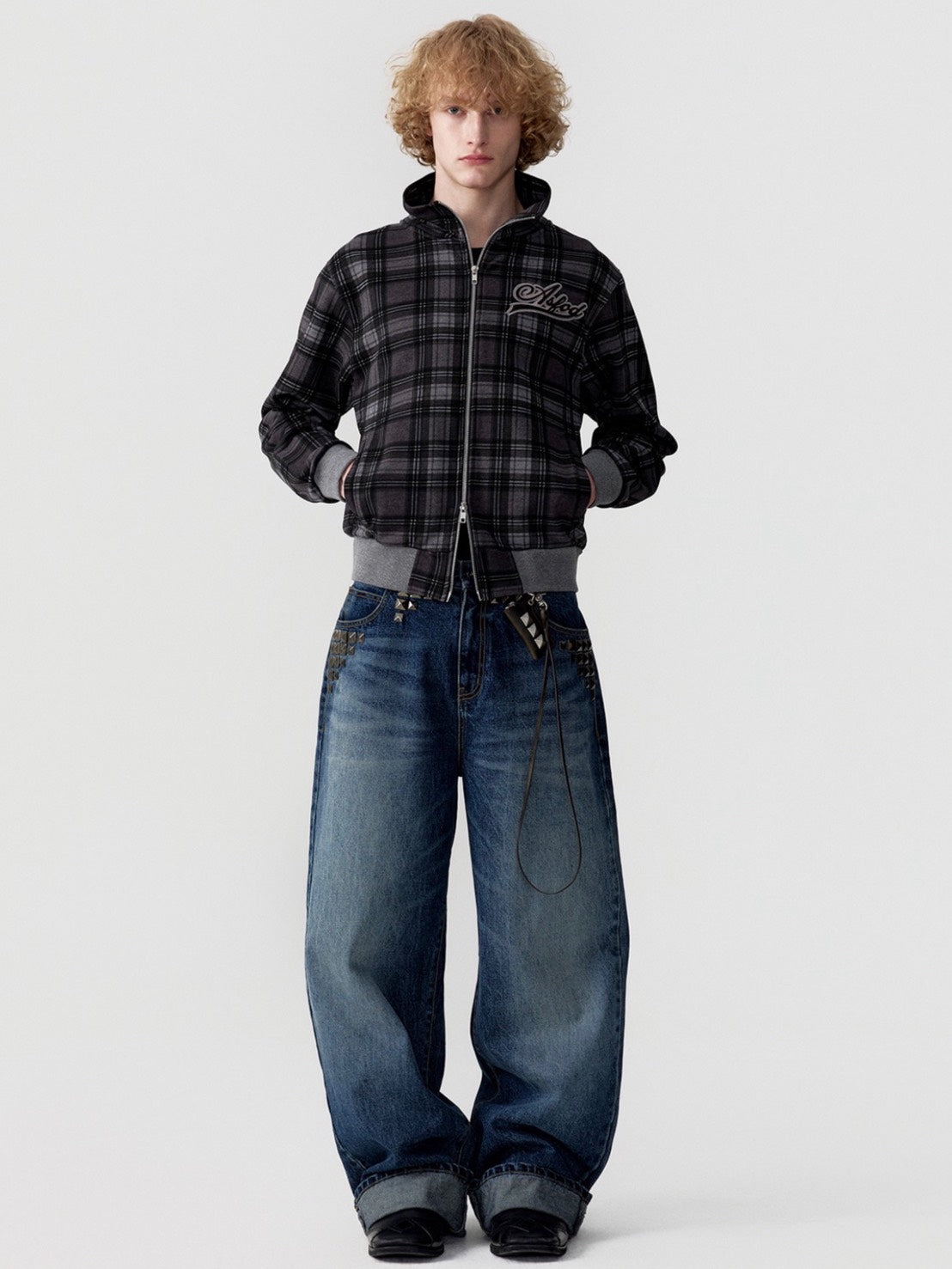 【ESC STUDIO】ASFOD check zip-up jacket