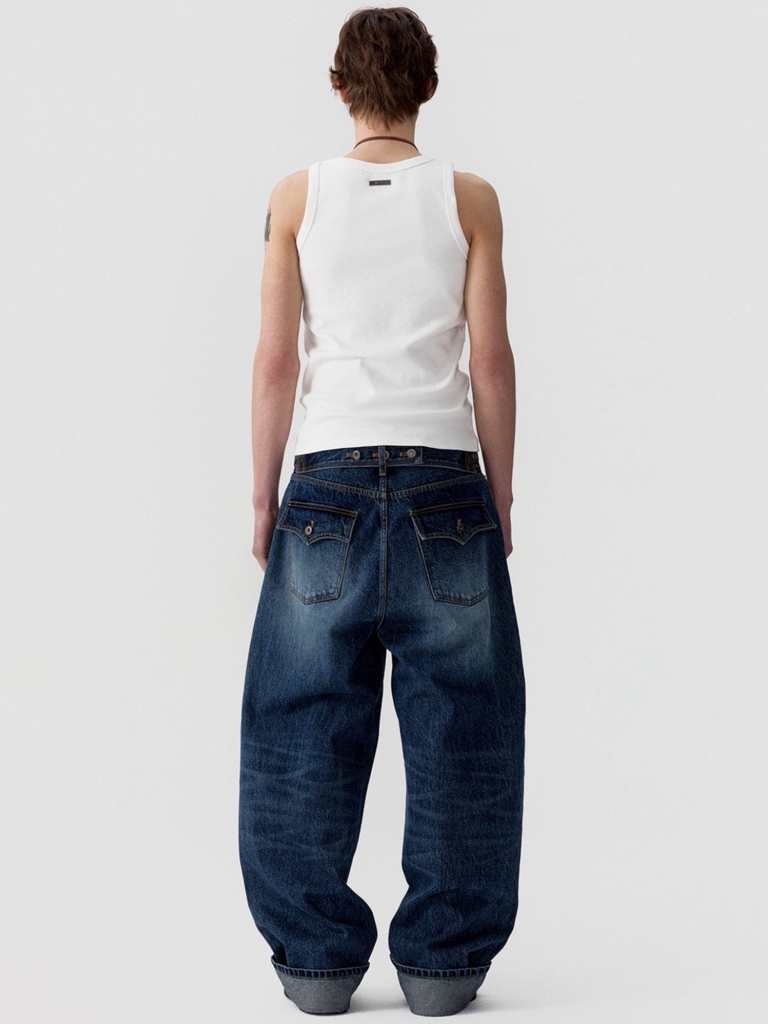 【ESC STUDIO】studded denim roll-up pants