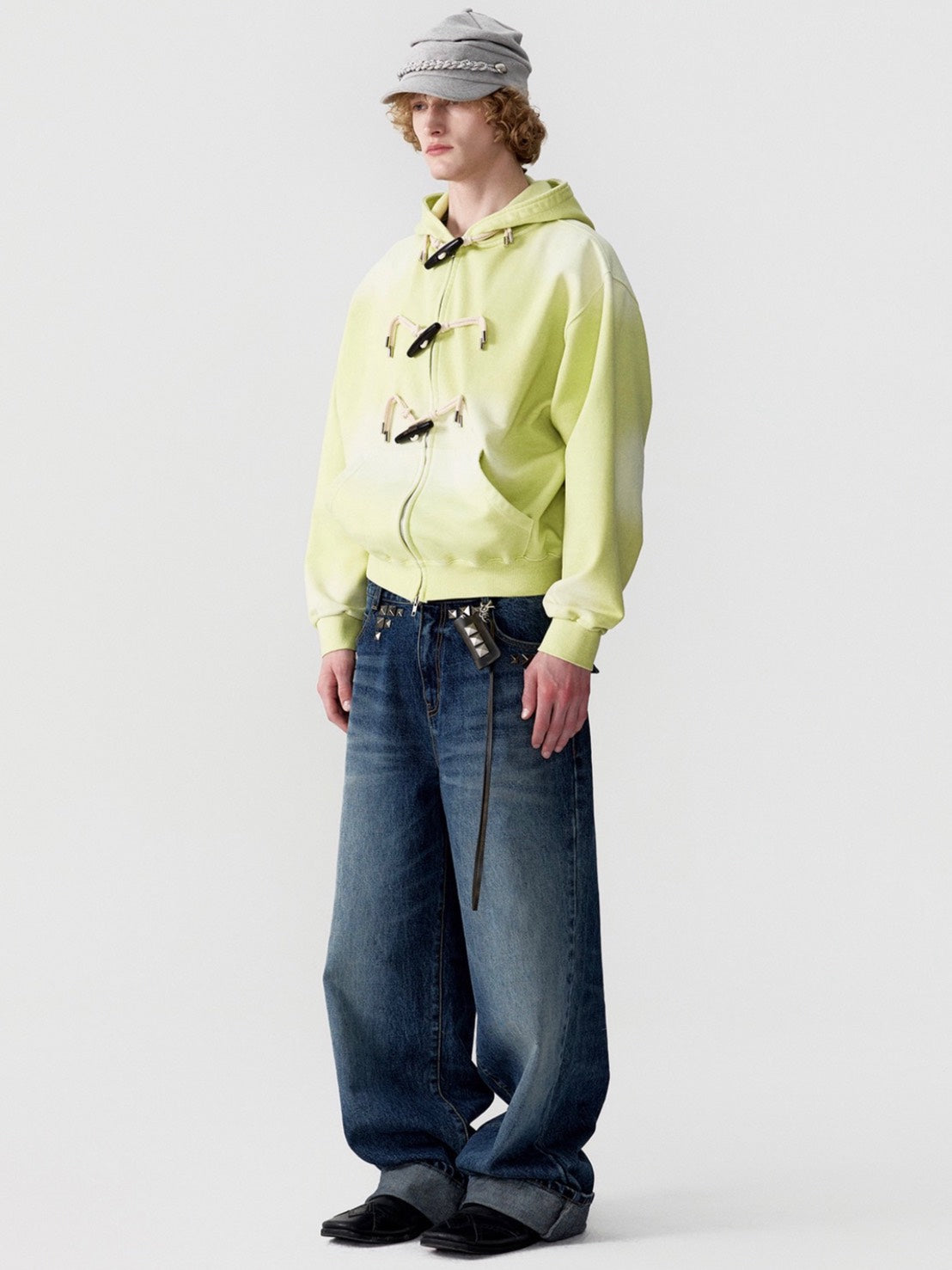 【ESC STUDIO】studded denim roll-up pants