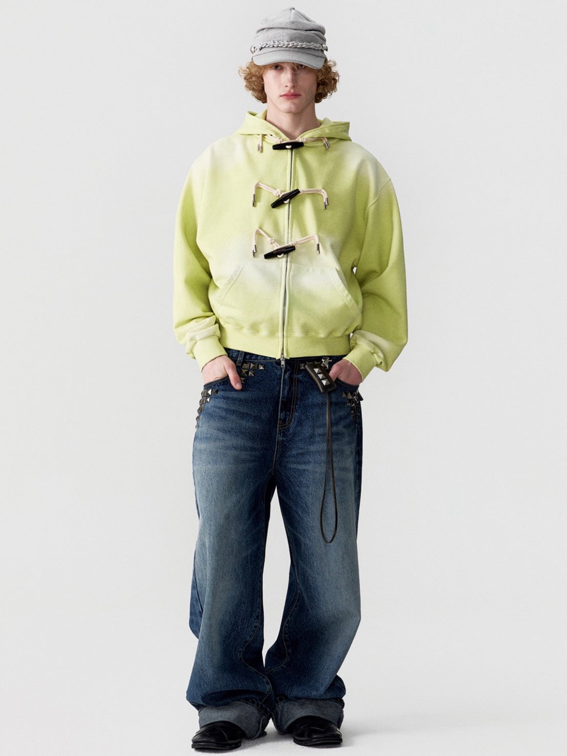 【ESC STUDIO】studded denim roll-up pants