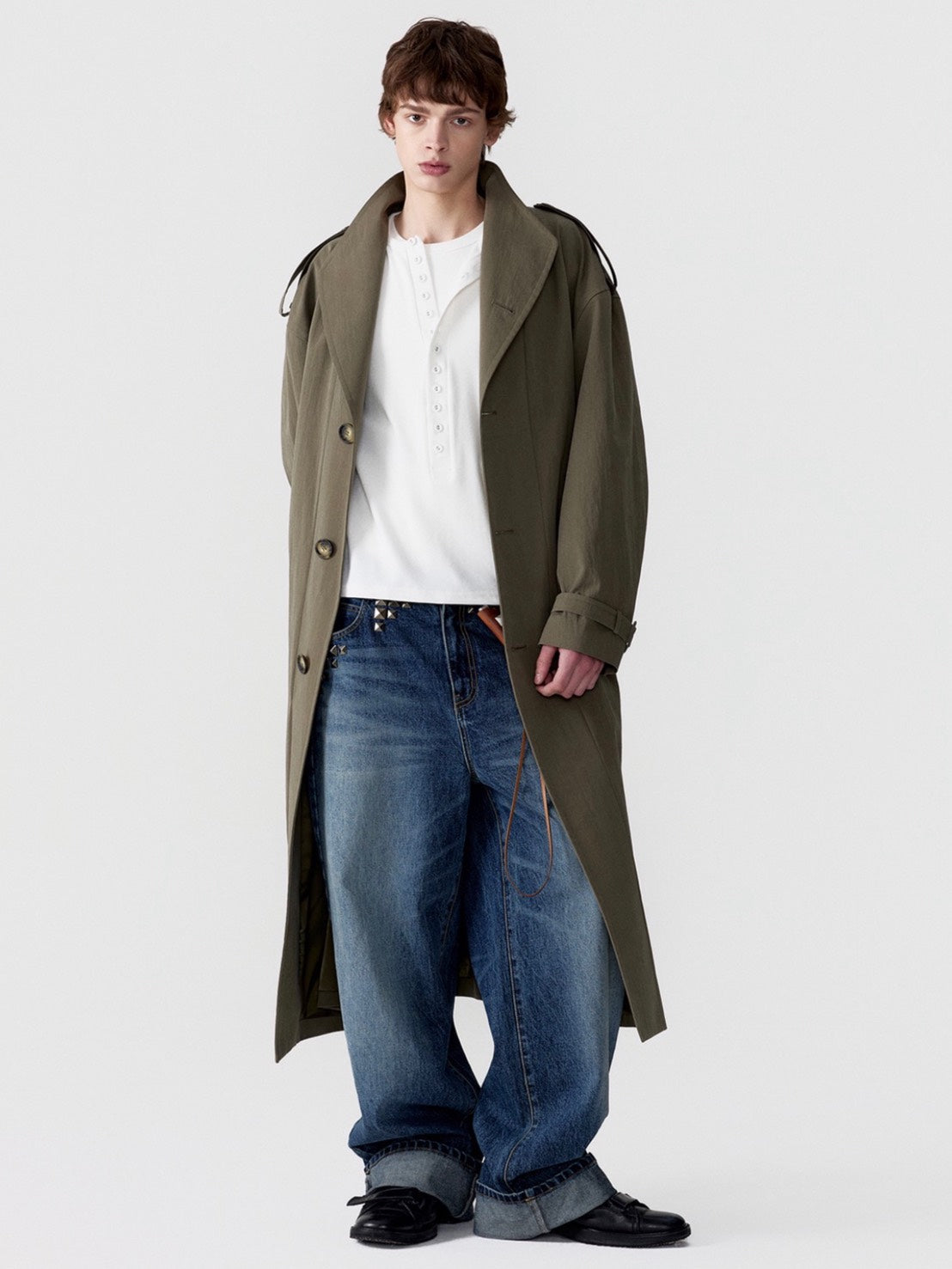 【ESC STUDIO】studded denim roll-up pants