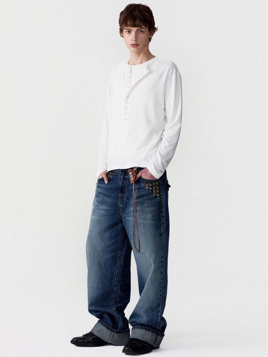 【ESC STUDIO】covered button henley